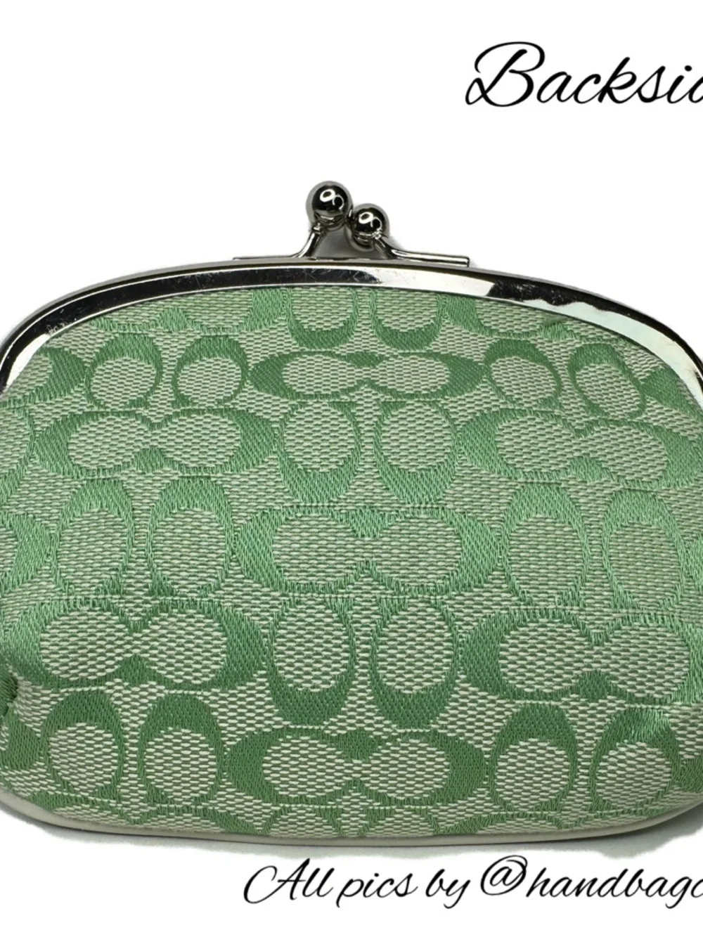 Coach Y2K Signature C Green Fabric Kisslock Coin Purse Bag